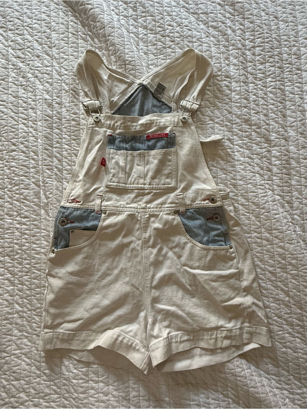 True vintage no excuses two tone short overalls
